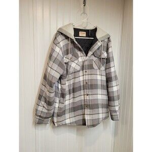 Wrangler Authentic Flannel Plaid Coat Size Medium Grey Blue White